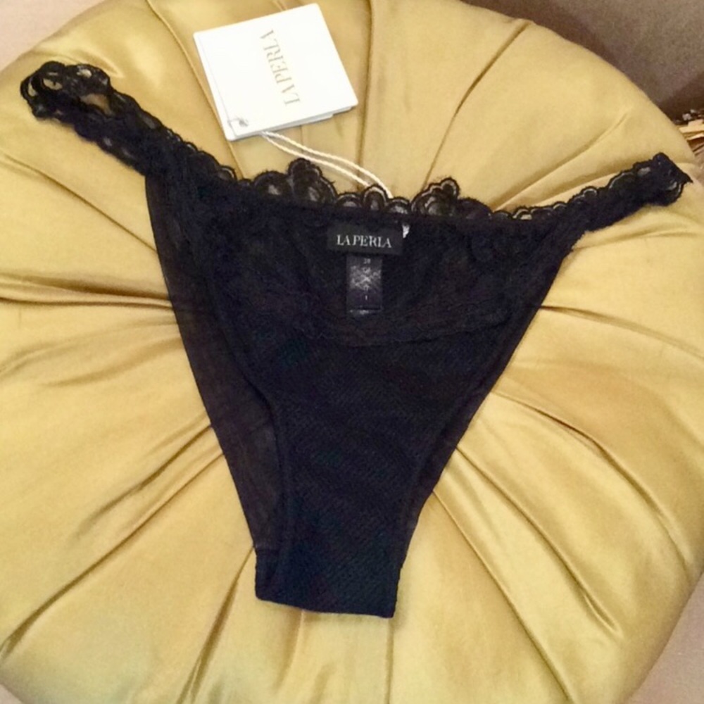 La Perla Paisley Embroidered brazilian g-string black panties Sz.S - Picture 3 of 8
